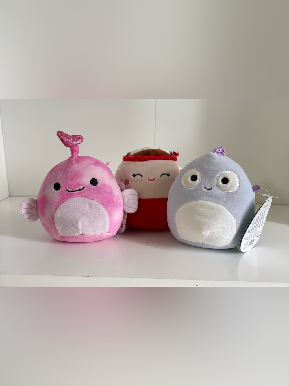 Squishmallows 3-Pack 5β Plush Lot - Sy Anglerfish, Marshina & Coleen